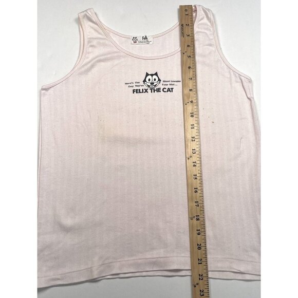 VTG 1988 Womens SMALL Pink Felix the Cat Lovable Guy Cartoon TANK TOP *Stained* - Picture 8 of 11